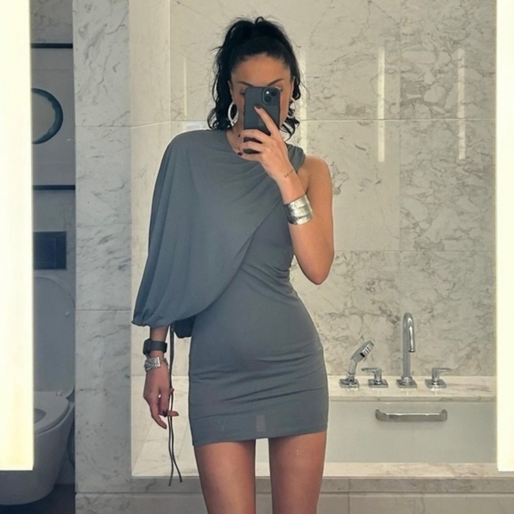 Zara short cape dress charcoal tone 2933/721 A1